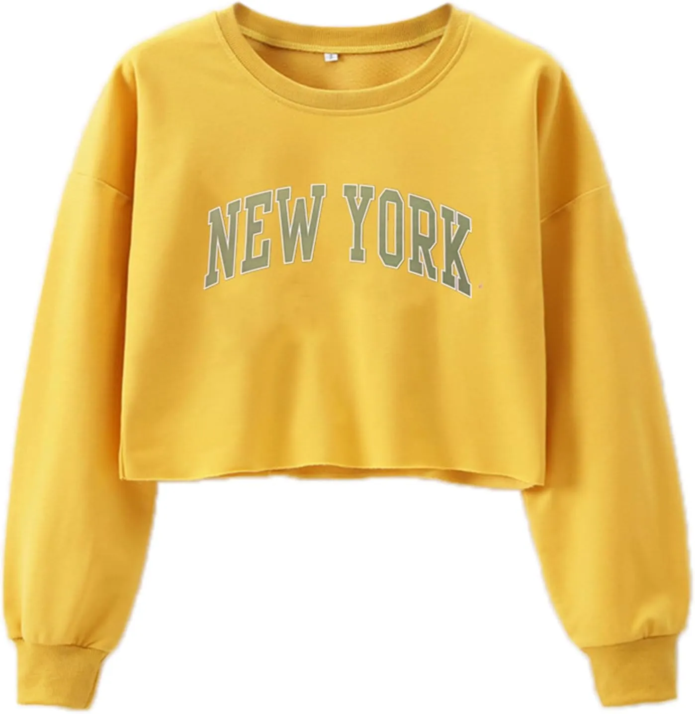 LovelyWholesale Women Graphic Crewneck Sweatshirts Casual Long Sleeve Cropped Tops