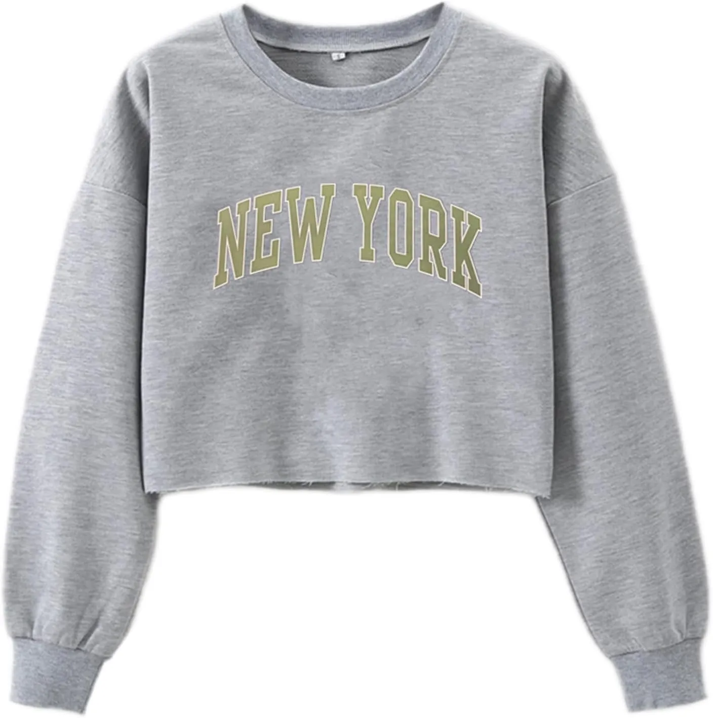 LovelyWholesale Women Graphic Crewneck Sweatshirts Casual Long Sleeve Cropped Tops