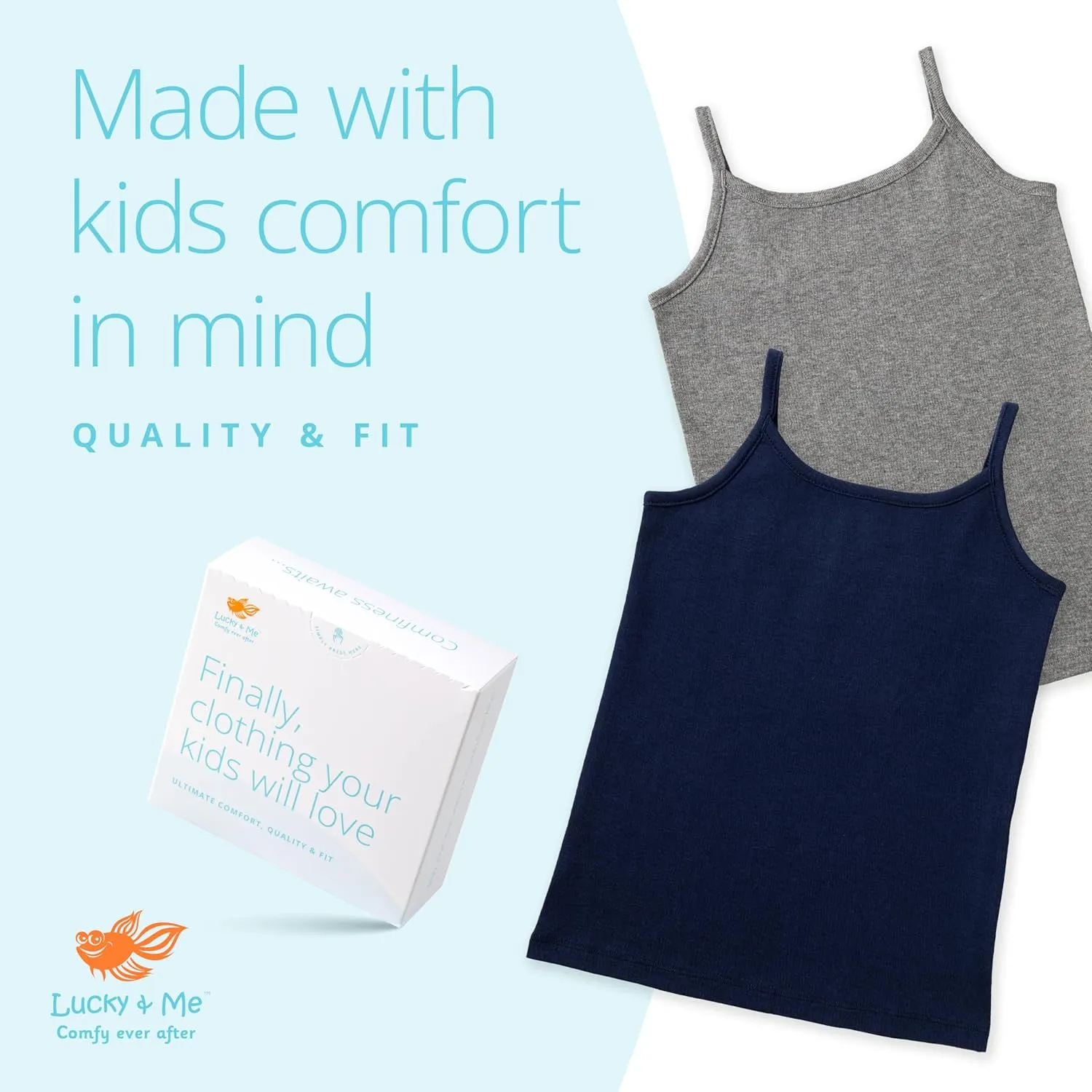 Lucky & Me | Gracie Girls Camisoles | Organic Cotton | Tagless | Wear on Its Own Or Layering Top | 3-Pack