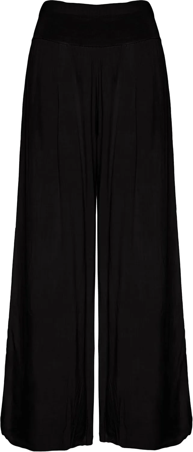 M Made in Italy Women's Elastic-Waist Wide Leg Maxi Palazzo Pants