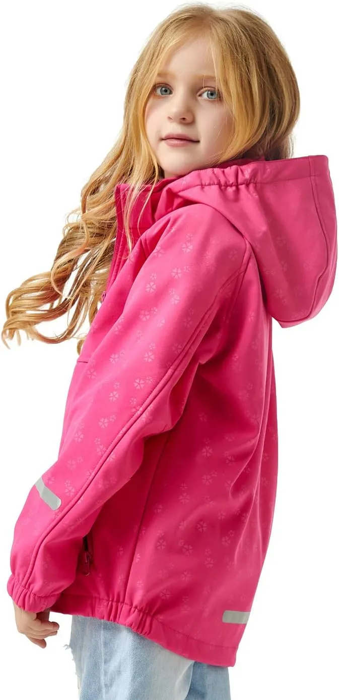 M2C Girls' Fleece Lined Softshell Hoodie Jacket Windproof Coat