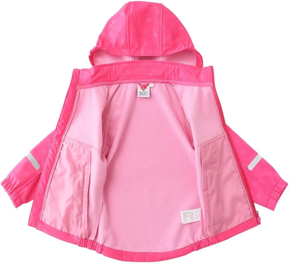M2C Girls' Fleece Lined Softshell Hoodie Jacket Windproof Coat
