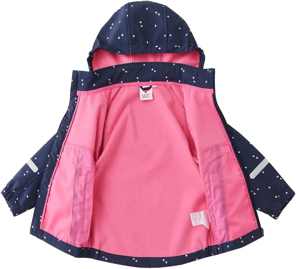 M2C Girls' Fleece Lined Softshell Hoodie Jacket Windproof Coat