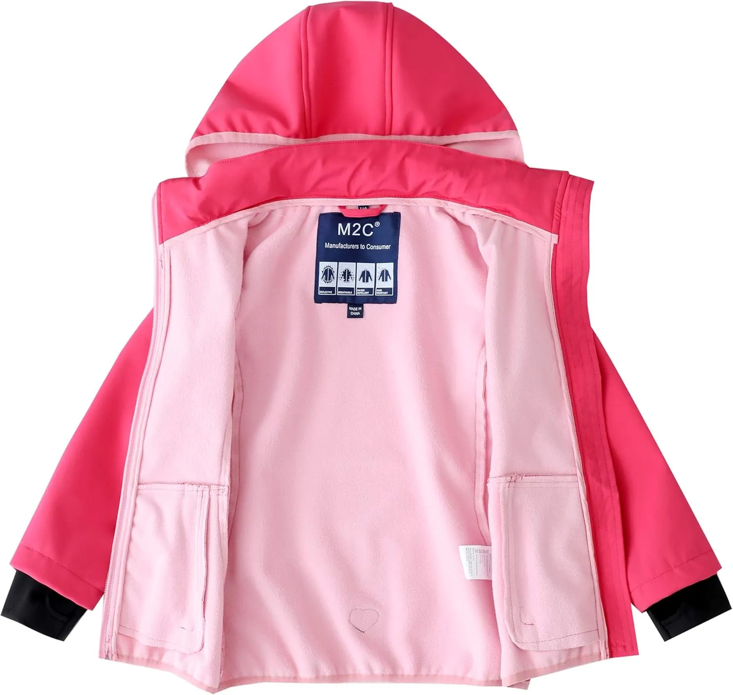 M2C Girls Hooded Fleece Lined Waterproof Windproof Jacket
