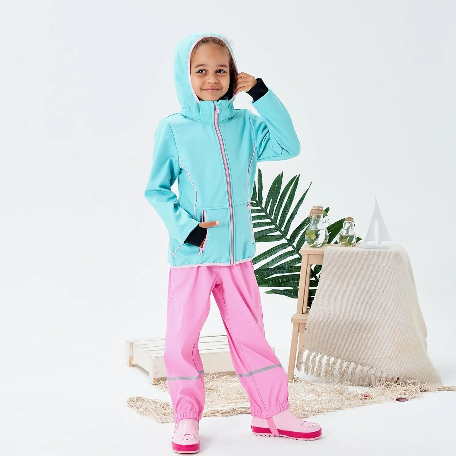 M2C Girls Hooded Fleece Lined Waterproof Windproof Jacket
