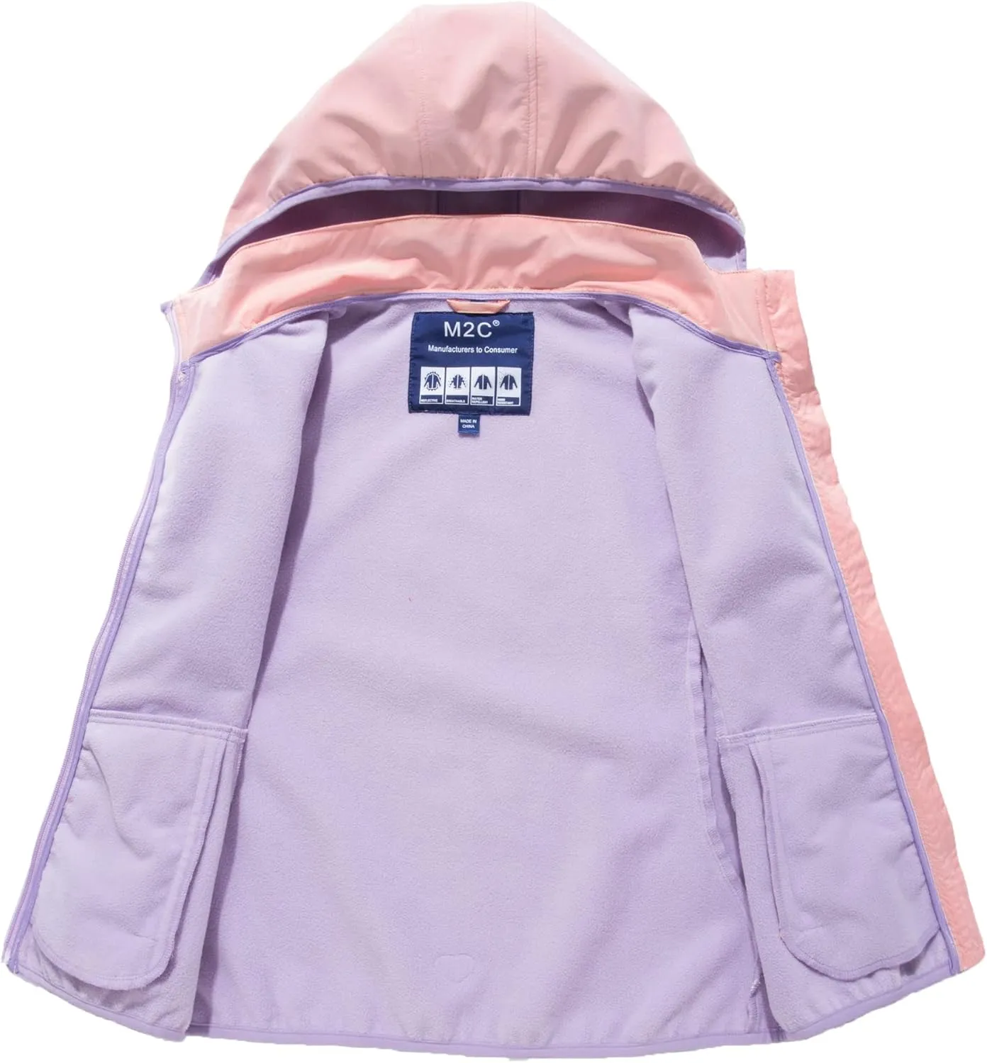 M2C Girls Hooded Fleece Lined Waterproof Windproof Jacket