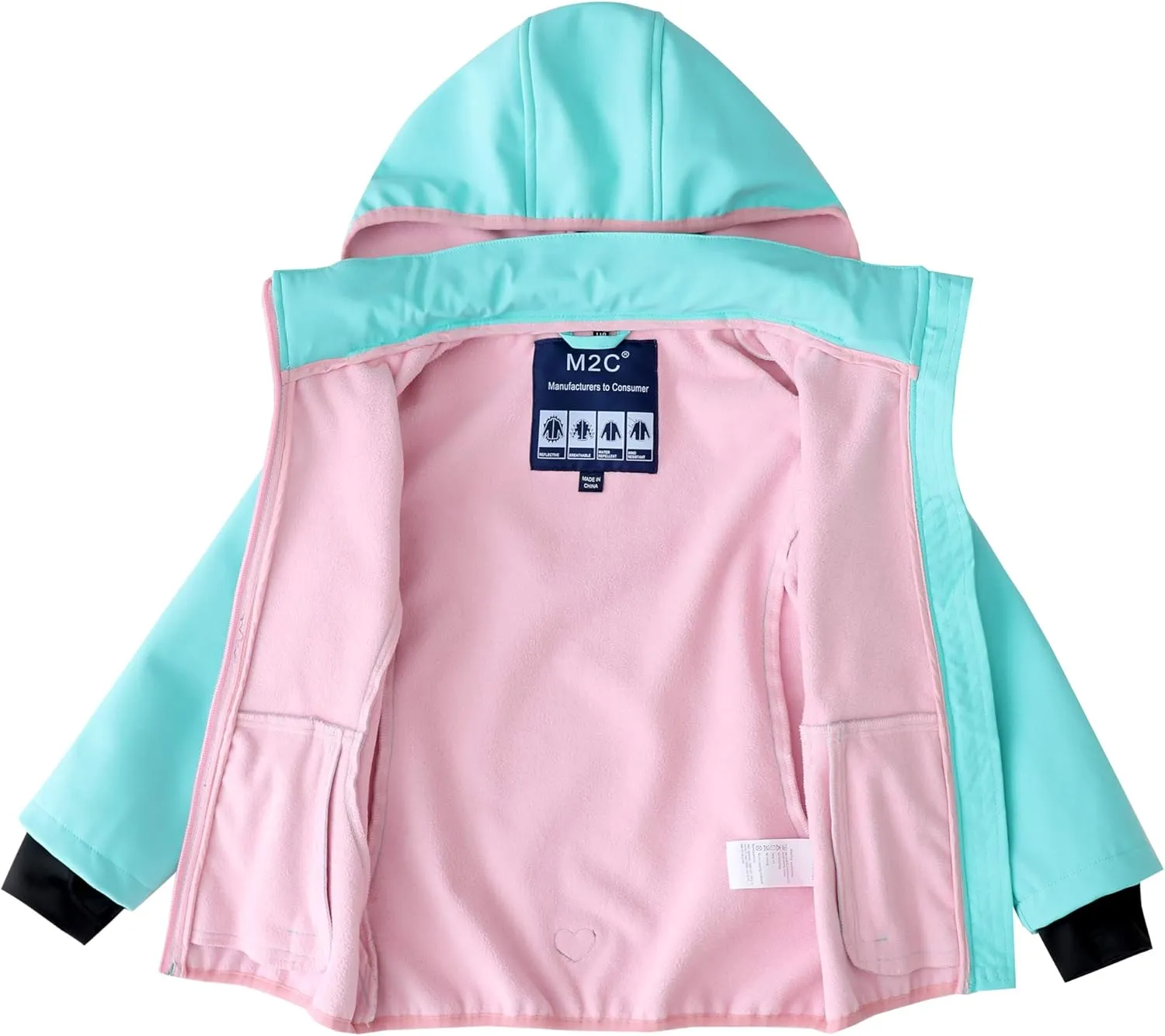 M2C Girls Hooded Fleece Lined Waterproof Windproof Jacket