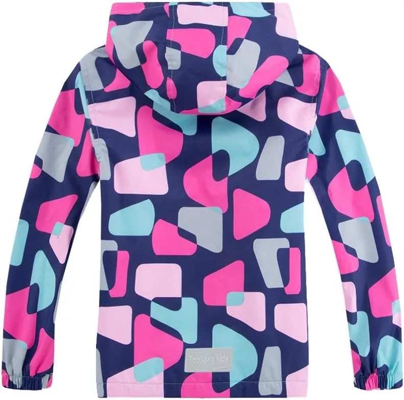 M2C Girls Outdoor Floral Fleece Lined Light Windproof Jacket with Hood