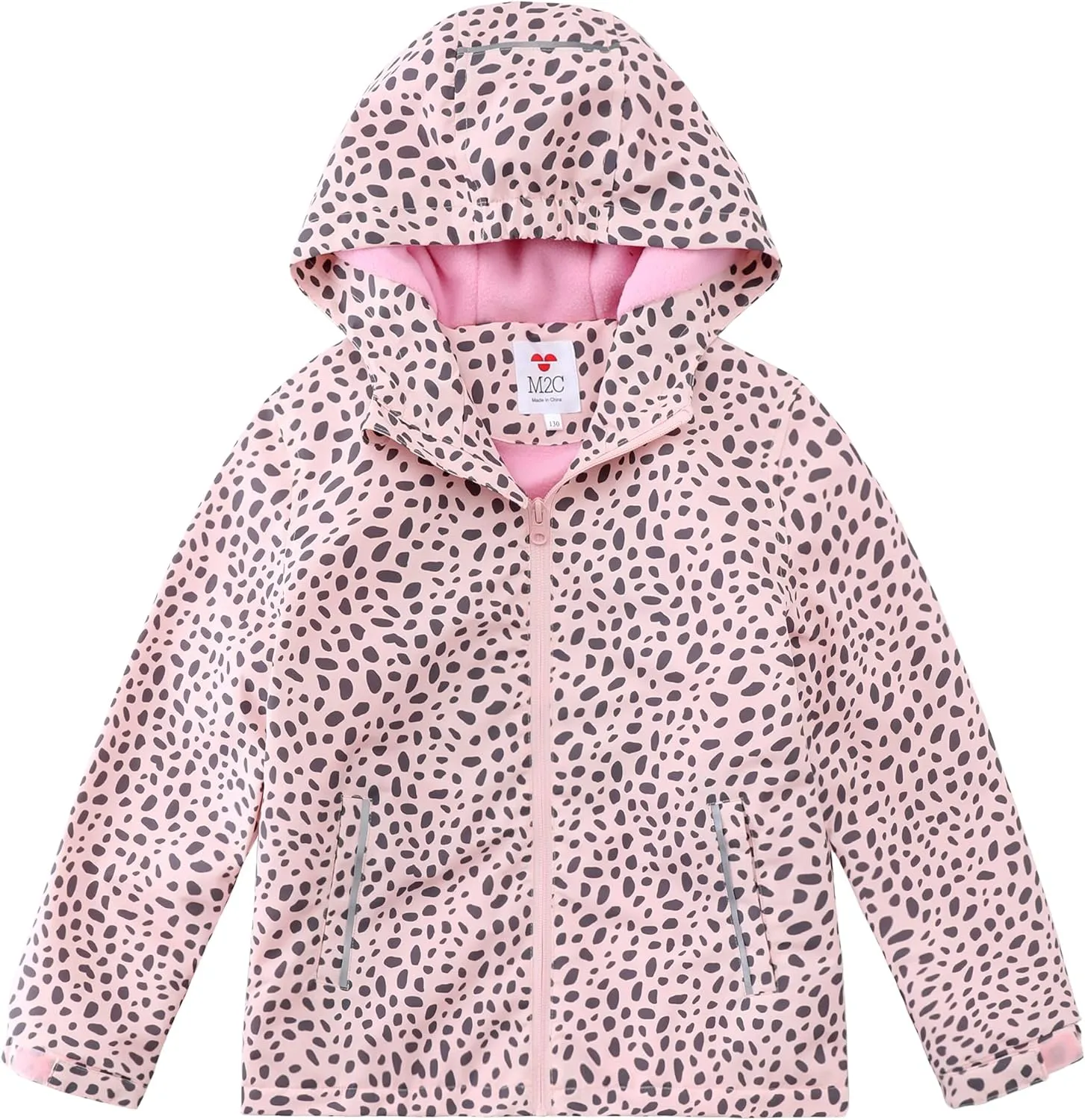 M2C Girls Outdoor Floral Fleece Lined Light Windproof Jacket with Hood