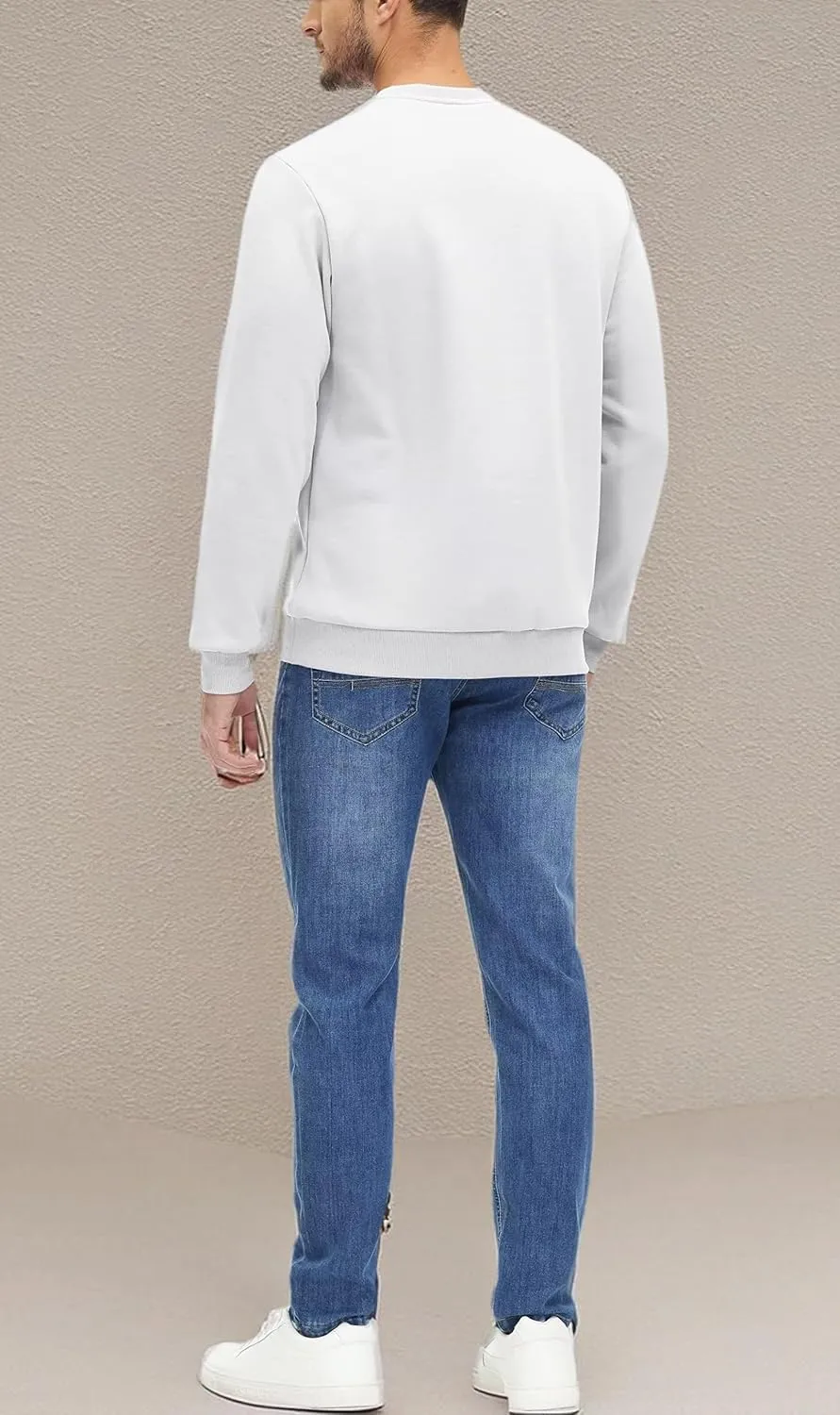 MAGCOMSEN Men's Crewneck Sweatshirt Long Sleeve Casual Warm Fleece Pullover