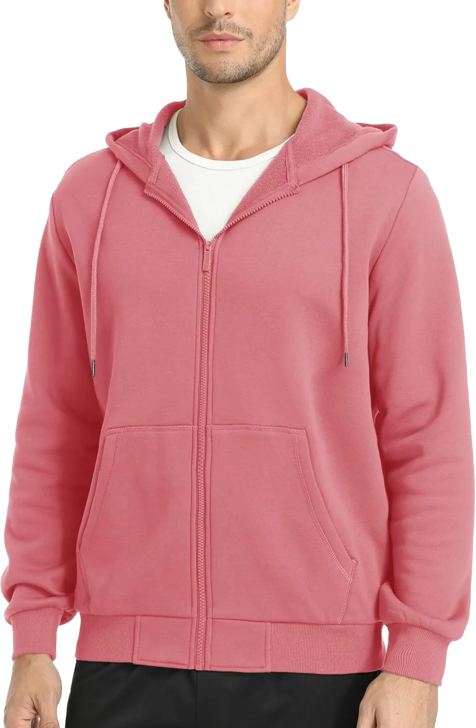 MAGCOMSEN Men's Hoodies Full Zip Up Sweatshirt Fleece Lined Midweigt Hooded Jacket with Pockets Casual Sports Sweater