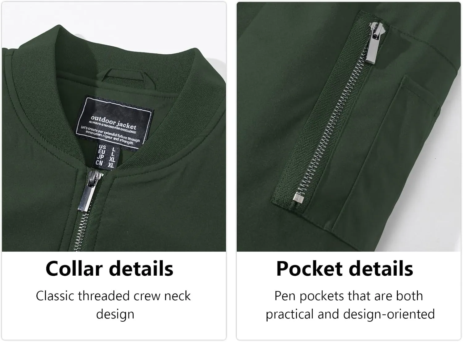 MAGNIVIT Men's Winter Bomber Jacket Windproof Warm Full Zipper Outer Wear Casual Flight Jacket Coat with Pockets