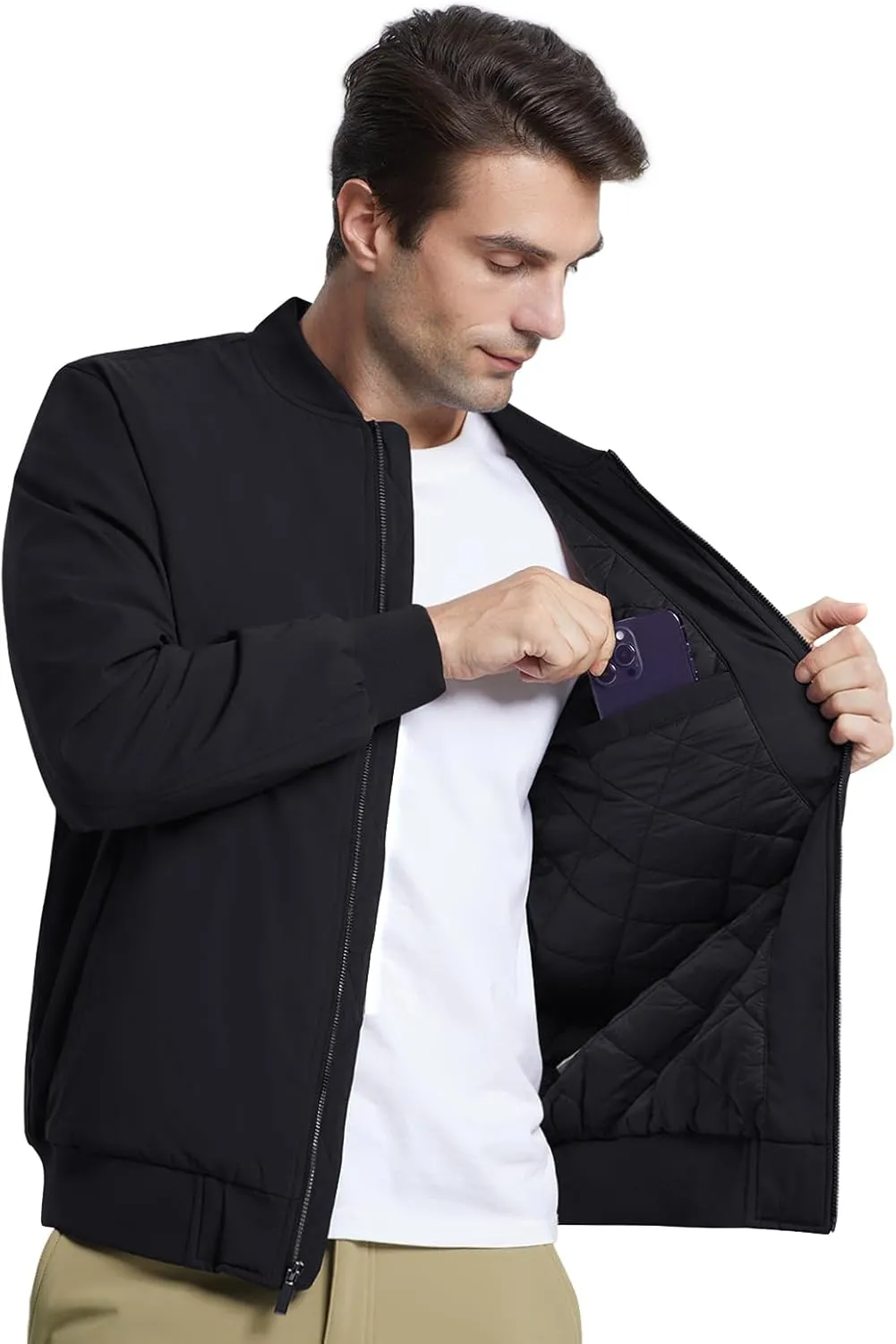 MAGNIVIT Men's Winter Bomber Jacket Windproof Warm Full Zipper Outer Wear Casual Flight Jacket Coat with Pockets
