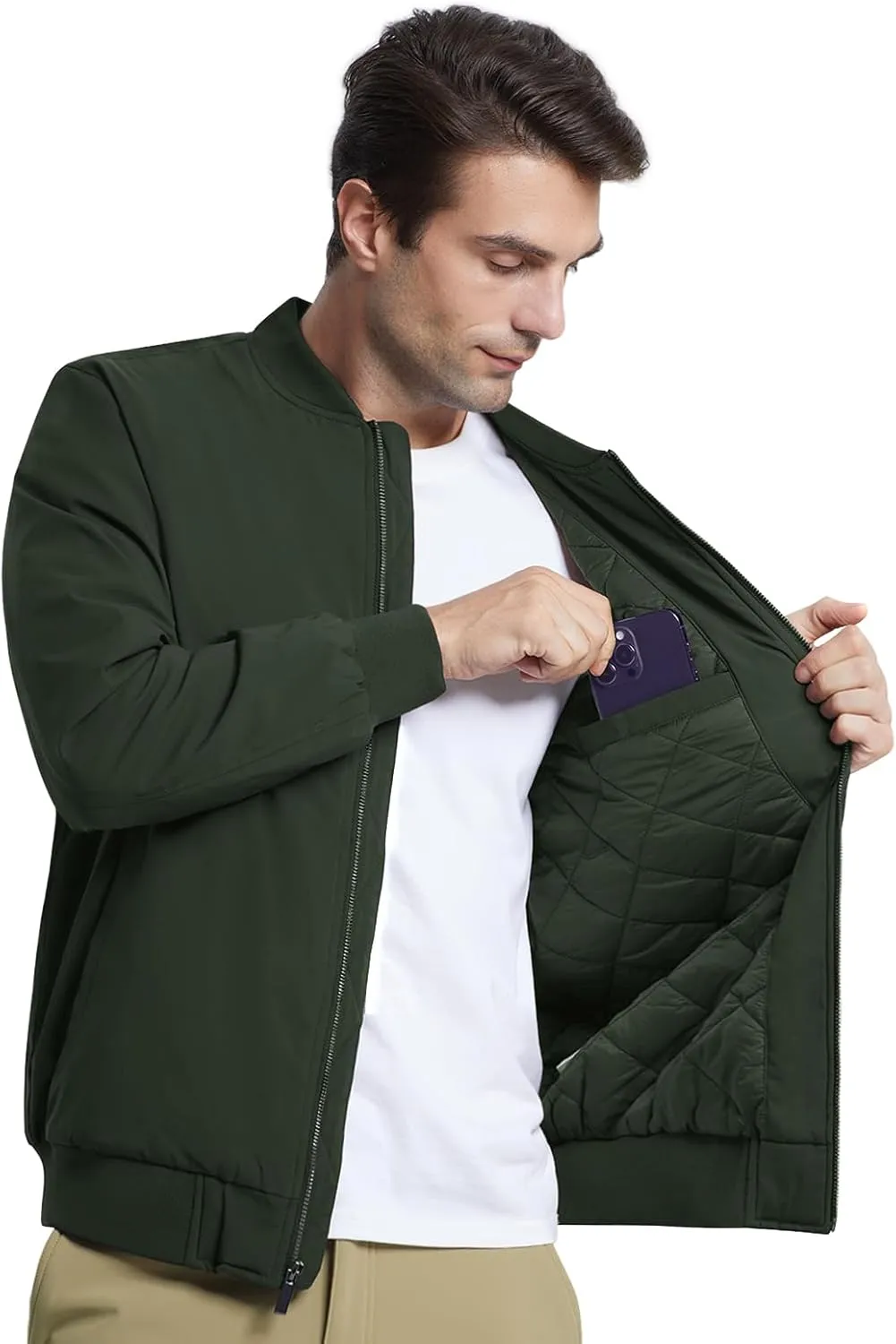 MAGNIVIT Men's Winter Bomber Jacket Windproof Warm Full Zipper Outer Wear Casual Flight Jacket Coat with Pockets