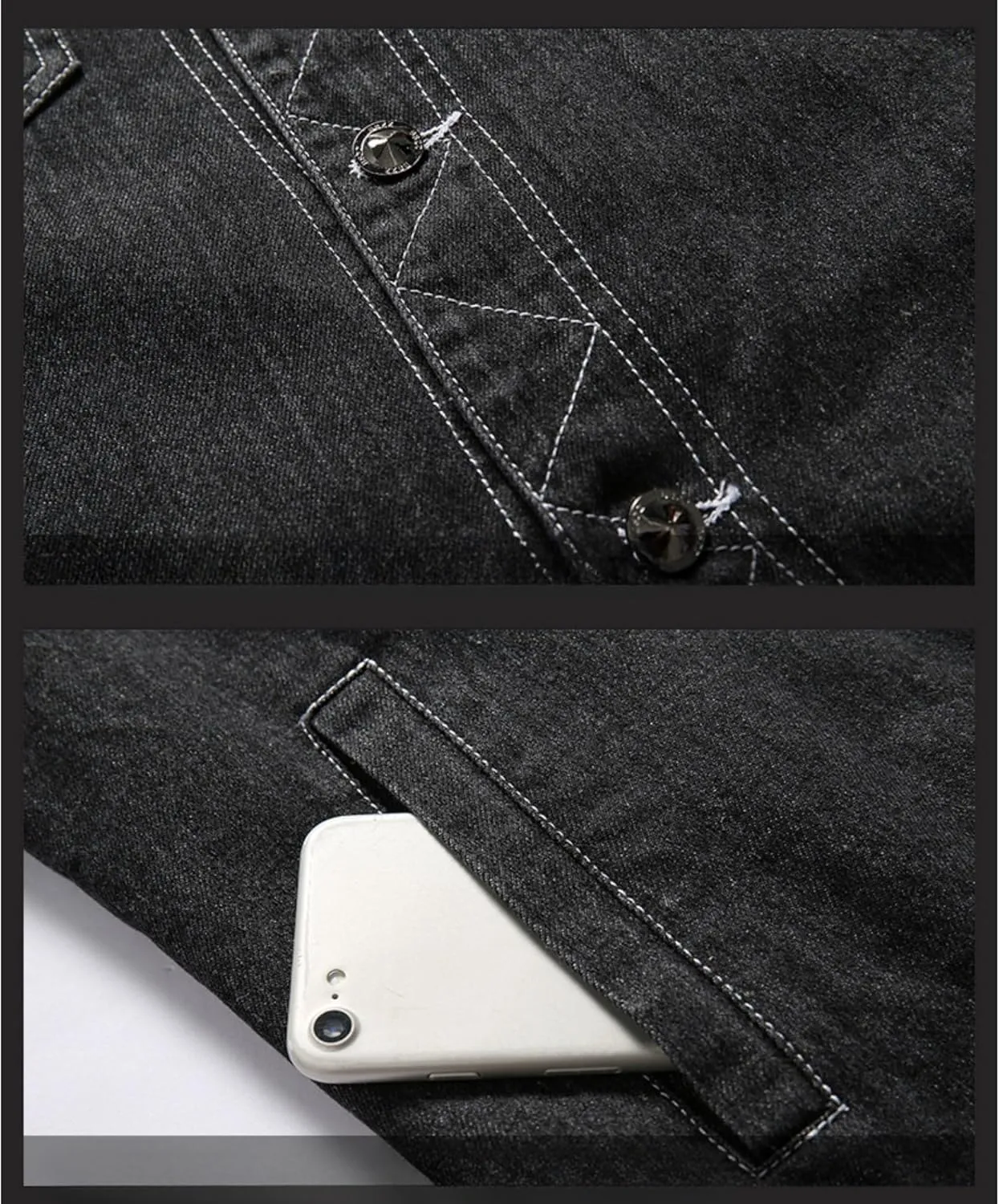 Maiyifu-GJ Men's Sherpa Lined Distressed Denim Jacket Casual Faux Fur Collar Fleece Coat Winter Jeans Trucker Jacket