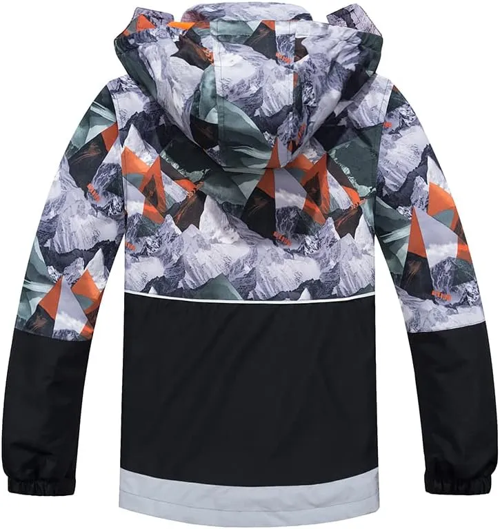 Mallimoda Boys Girls Rain Jacket Lightweight Raincoats Waterproof Hooded Windbreaker for Kids