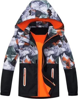 Mallimoda Boys Girls Rain Jacket Lightweight Raincoats Waterproof Hooded Windbreaker for Kids