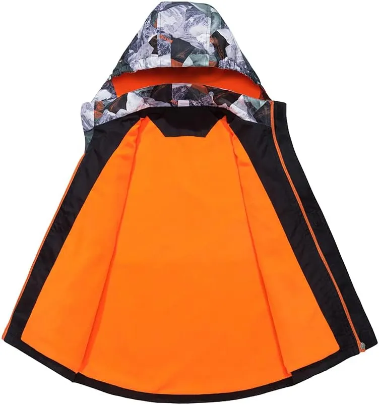 Mallimoda Boys Girls Rain Jacket Lightweight Raincoats Waterproof Hooded Windbreaker for Kids