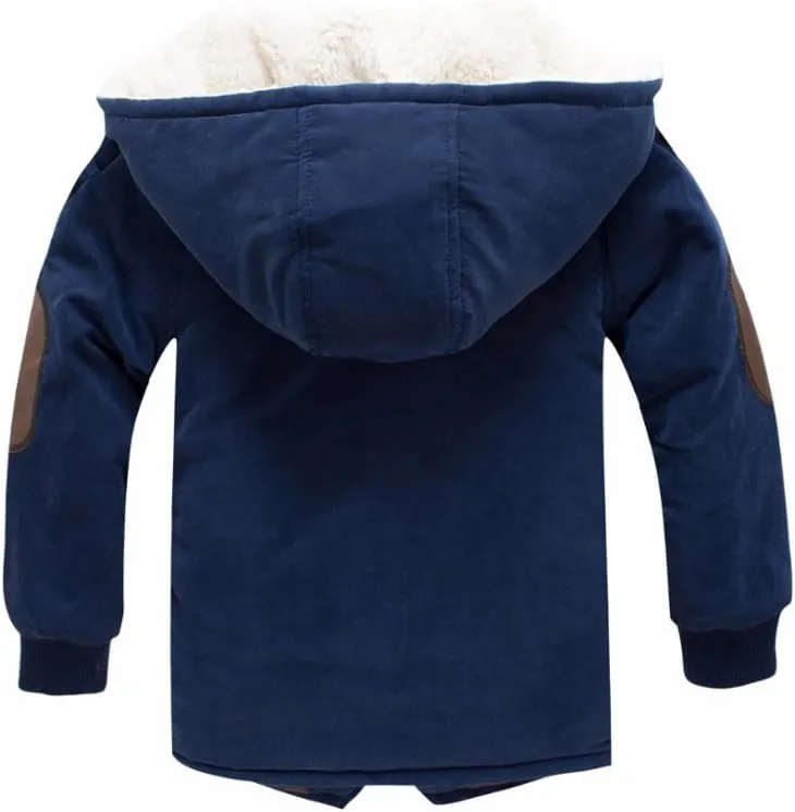 Mallimoda Boy's Thick Cotton-Padded Parka Jacket Hooded Fleece Coat