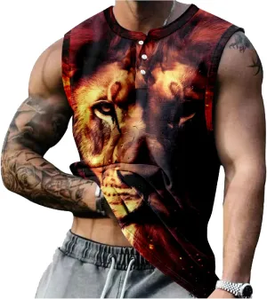 MARSVOVO Workout Tank Tops for Men Summer 2024 Fashion Animal Graphic Casual Sleeveless Breathable Quick-Dry Muscle Vest