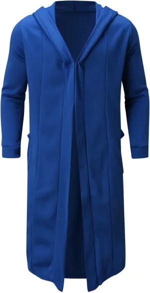 Men's Autumn And Winter Coat Jacket Solid Color Long-sleeved Coat Pullover Long Open Soft Fashion Button Jacket
