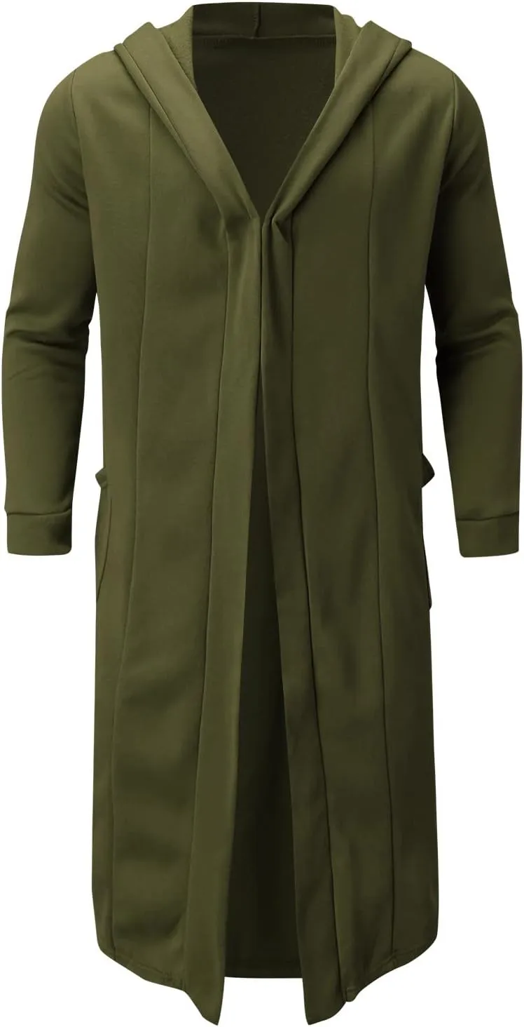 Men's Autumn And Winter Coat Jacket Solid Color Long-sleeved Coat Pullover Long Open Soft Fashion Button Jacket