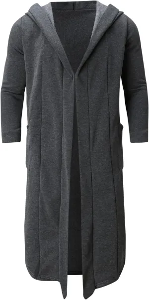 Men's Autumn And Winter Coat Jacket Solid Color Long-sleeved Coat Pullover Long Open Soft Fashion Button Jacket