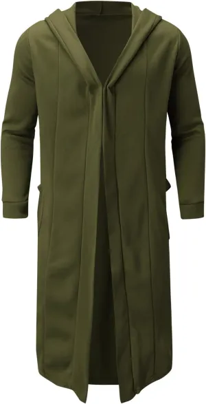 Men's Autumn And Winter Coat Jacket Solid Color Long-sleeved Coat Pullover Long Open Soft Fashion Button Jacket