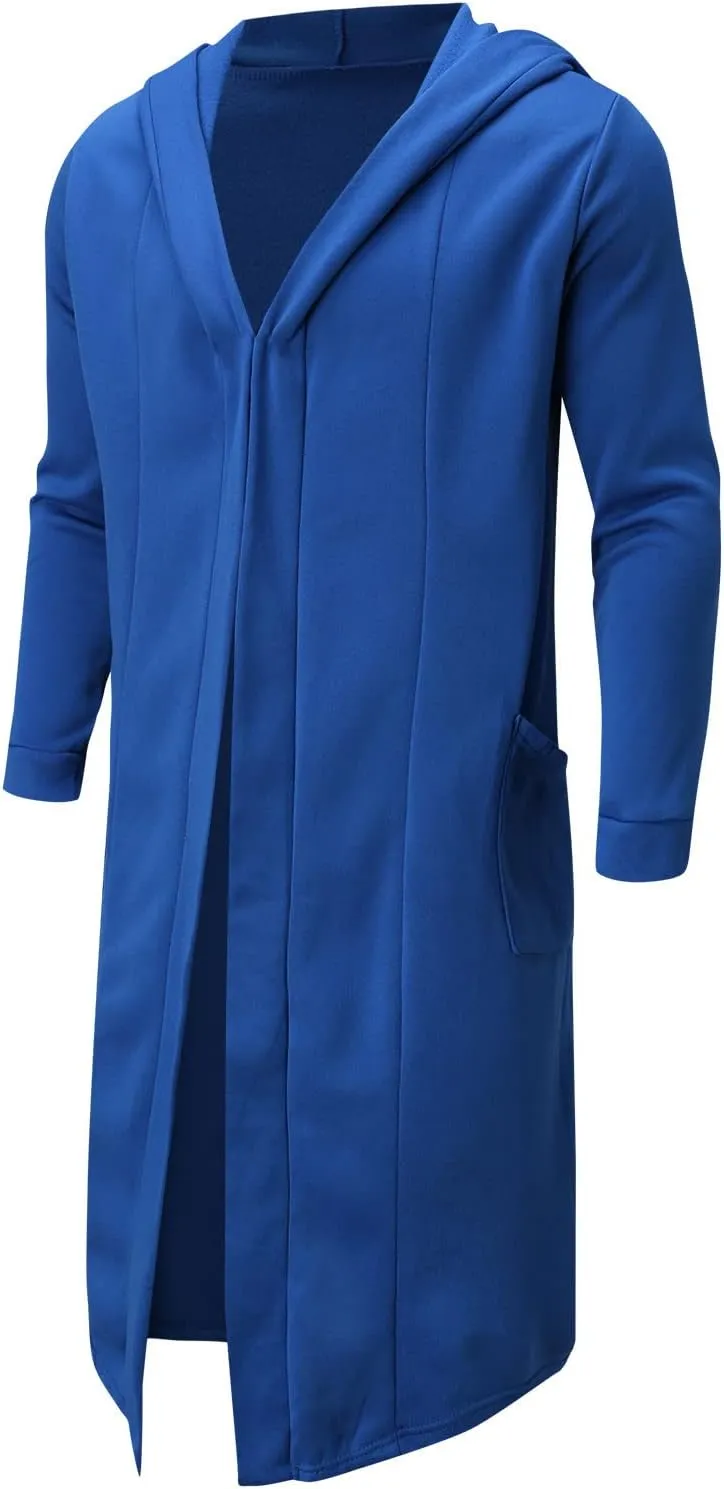 Men's Autumn And Winter Coat Jacket Solid Color Long-sleeved Coat Pullover Long Open Soft Fashion Button Jacket