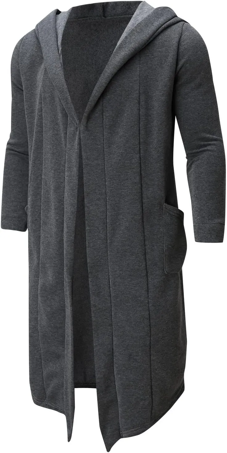 Men's Autumn And Winter Coat Jacket Solid Color Long-sleeved Coat Pullover Long Open Soft Fashion Button Jacket