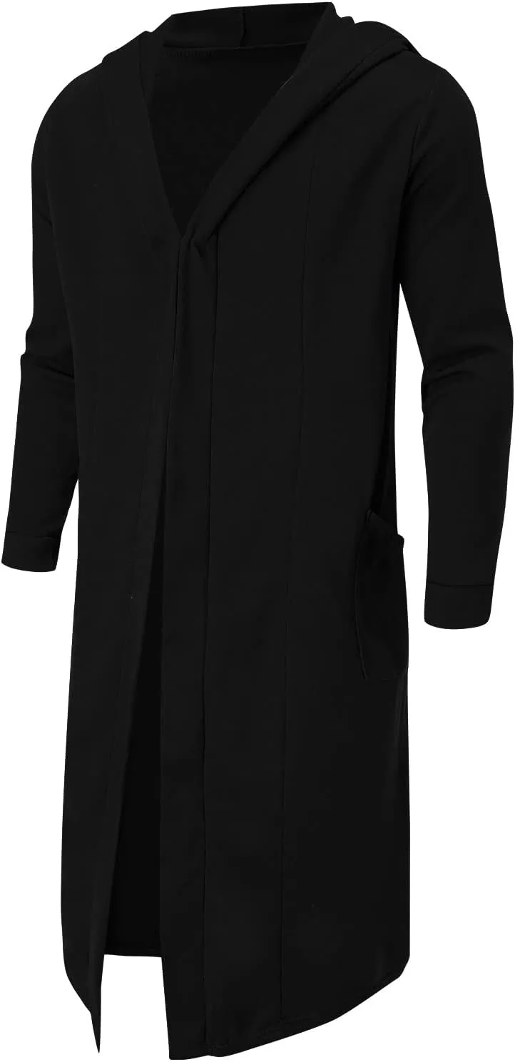 Men's Autumn And Winter Coat Jacket Solid Color Long-sleeved Coat Pullover Long Open Soft Fashion Button Jacket