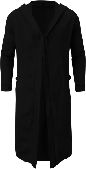 Men's Autumn And Winter Coat Jacket Solid Color Long-sleeved Coat Pullover Long Open Soft Fashion Button Jacket