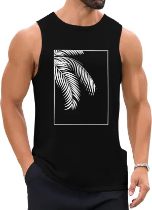 Mens Beach Tank Tops Summer Hawaii Vacation Graphic Muscle Palm Tree Sleeveless Shirts