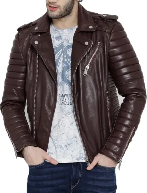 Men's Black & BROWN Genuine Lambskin Leather Biker Jacket VINTAGE REAL MOTORCYCLE JACKETS FOR MEN