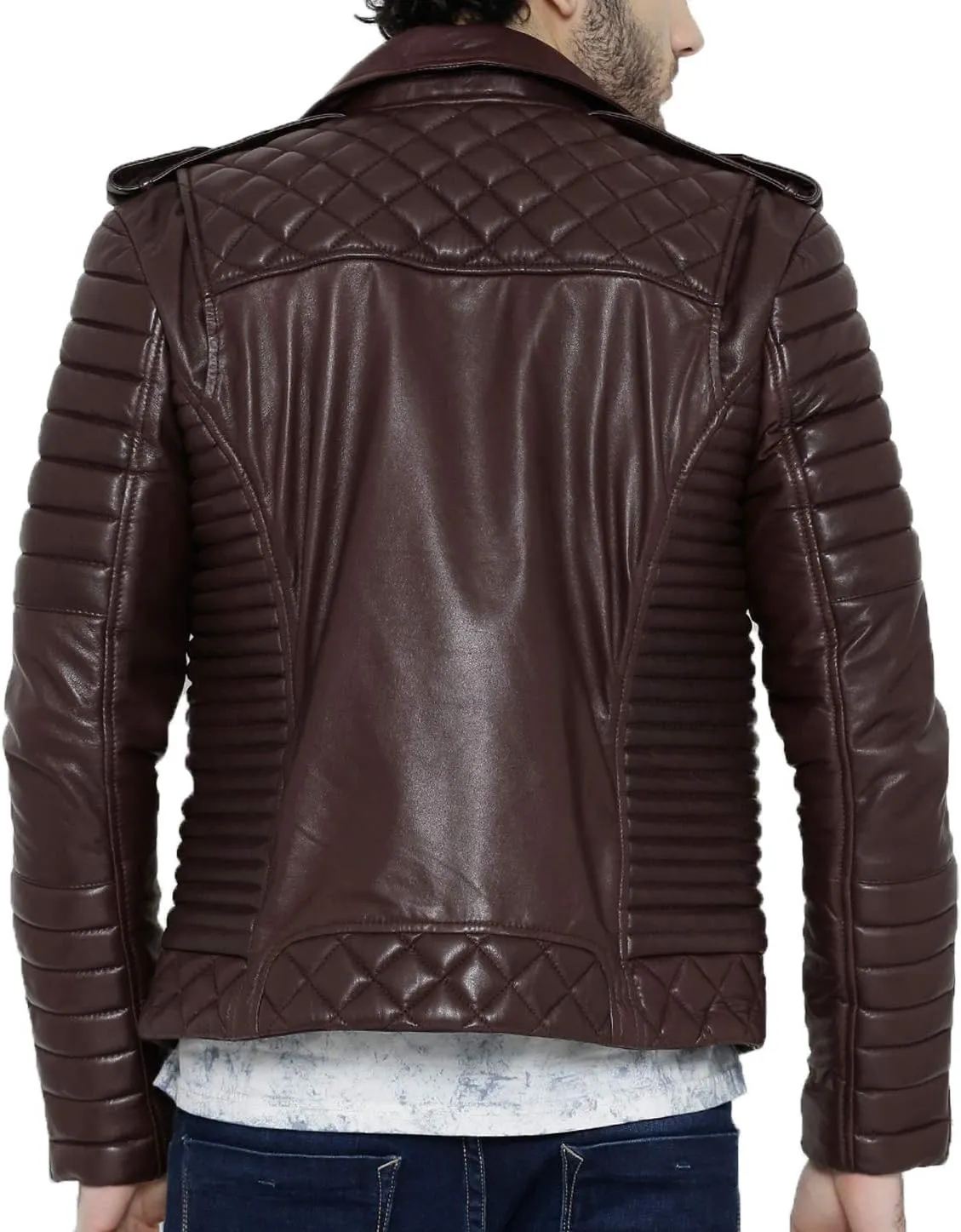 Men's Black & BROWN Genuine Lambskin Leather Biker Jacket VINTAGE REAL MOTORCYCLE JACKETS FOR MEN