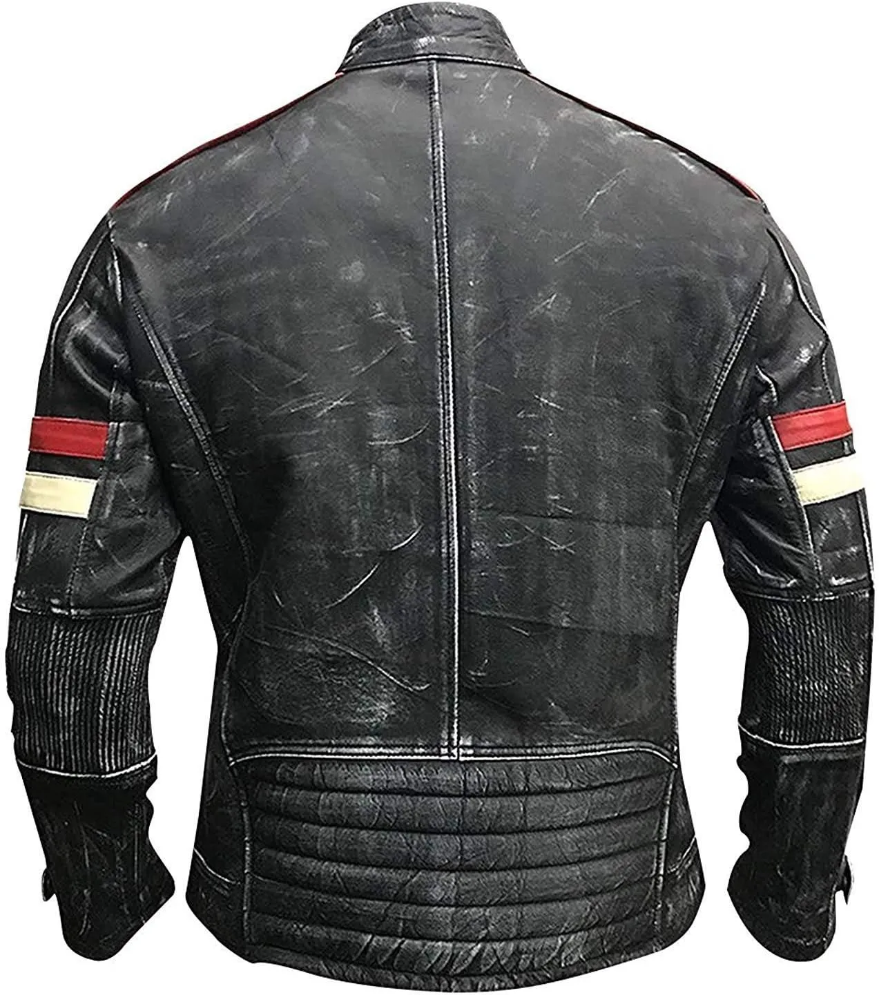 Mens Cafe Racer Vintage Motorcycle Distressed Retro Biker Leather Jacket