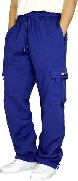 Mens Cargo Sweatpants Casual Fleece Joggers Elastic Waist Drawstring Pants Stretch with Pocket Sweatpants Baggy 2024
