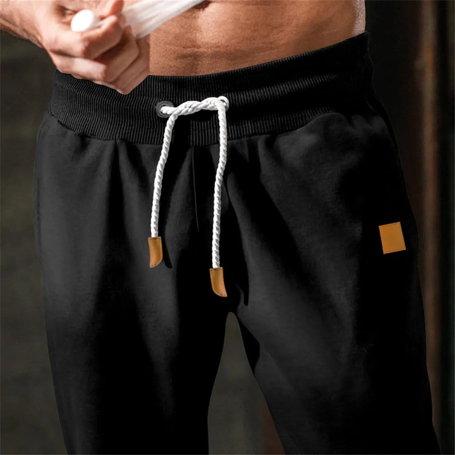 Mens Casual Cotton Sweatpants Stretch Elastic Waist Joggers Athletic Gym Pants Hiking Hunting Work Trousers