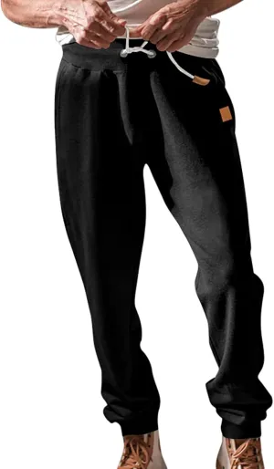 Mens Casual Cotton Sweatpants Stretch Elastic Waist Joggers Athletic Gym Pants Hiking Hunting Work Trousers