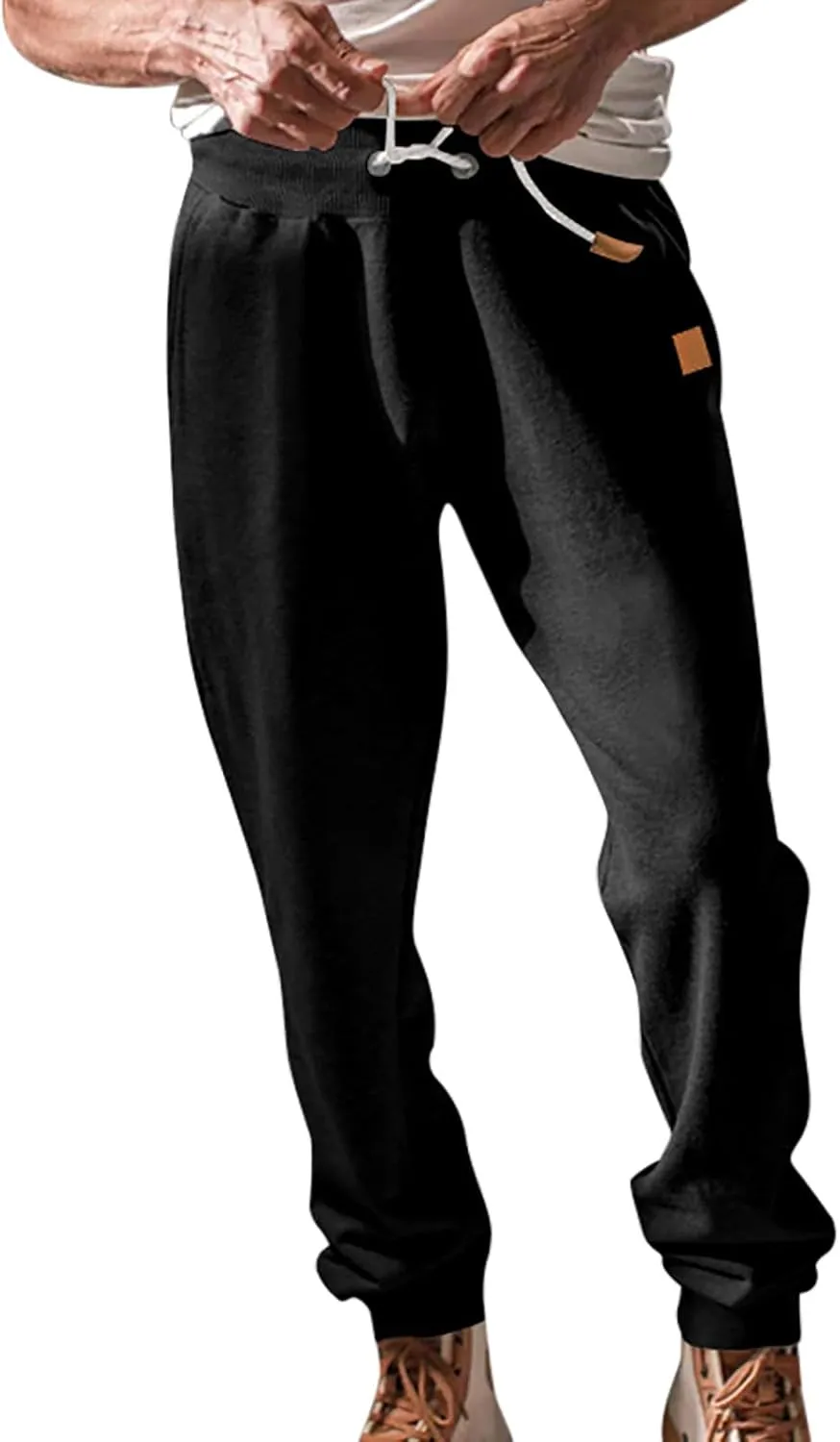 Mens Casual Cotton Sweatpants Stretch Elastic Waist Joggers Athletic Gym Pants Hiking Hunting Work Trousers