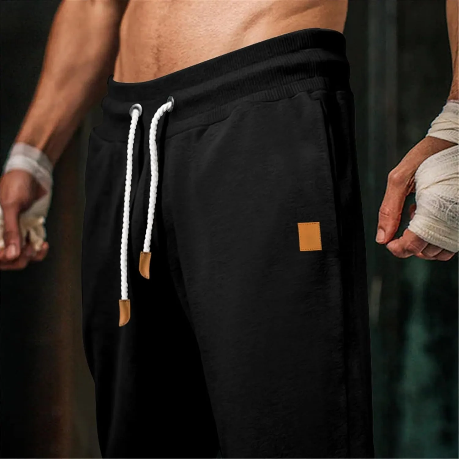Mens Casual Cotton Sweatpants Stretch Elastic Waist Joggers Athletic Gym Pants Hiking Hunting Work Trousers