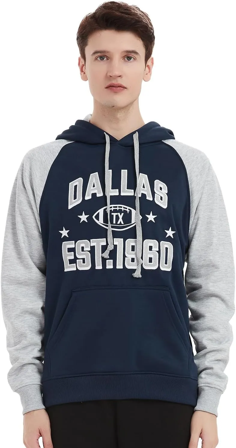 Mens City Football Fully Embroidery Soft Classic Pullover Sweatshirt Hoodie