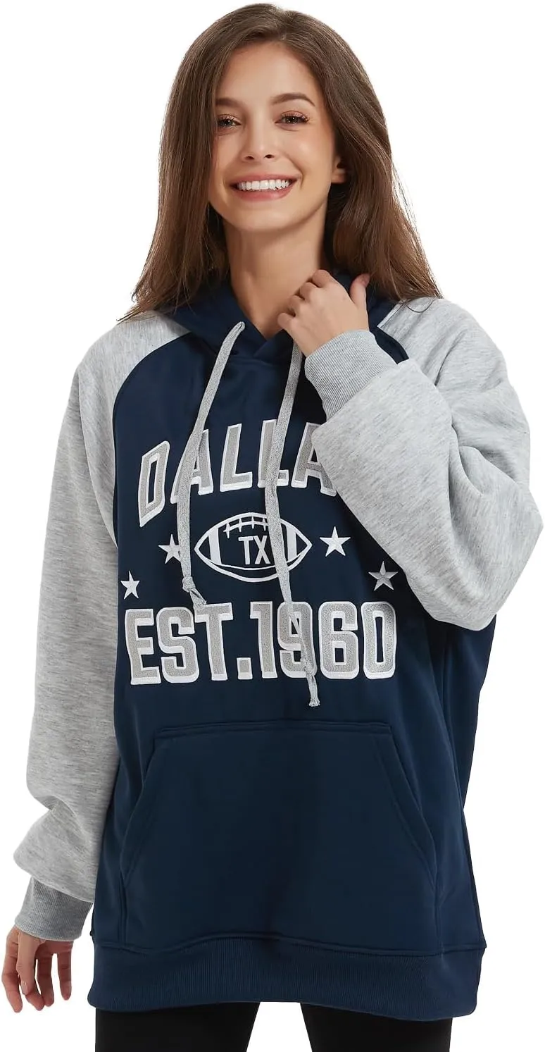 Mens City Football Fully Embroidery Soft Classic Pullover Sweatshirt Hoodie