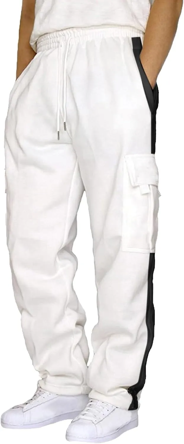 Men's Cotton Sweatpants Baggy Drawstring Elastic Waist Running Workout Gym Track Golf Chino Work Multi Pants