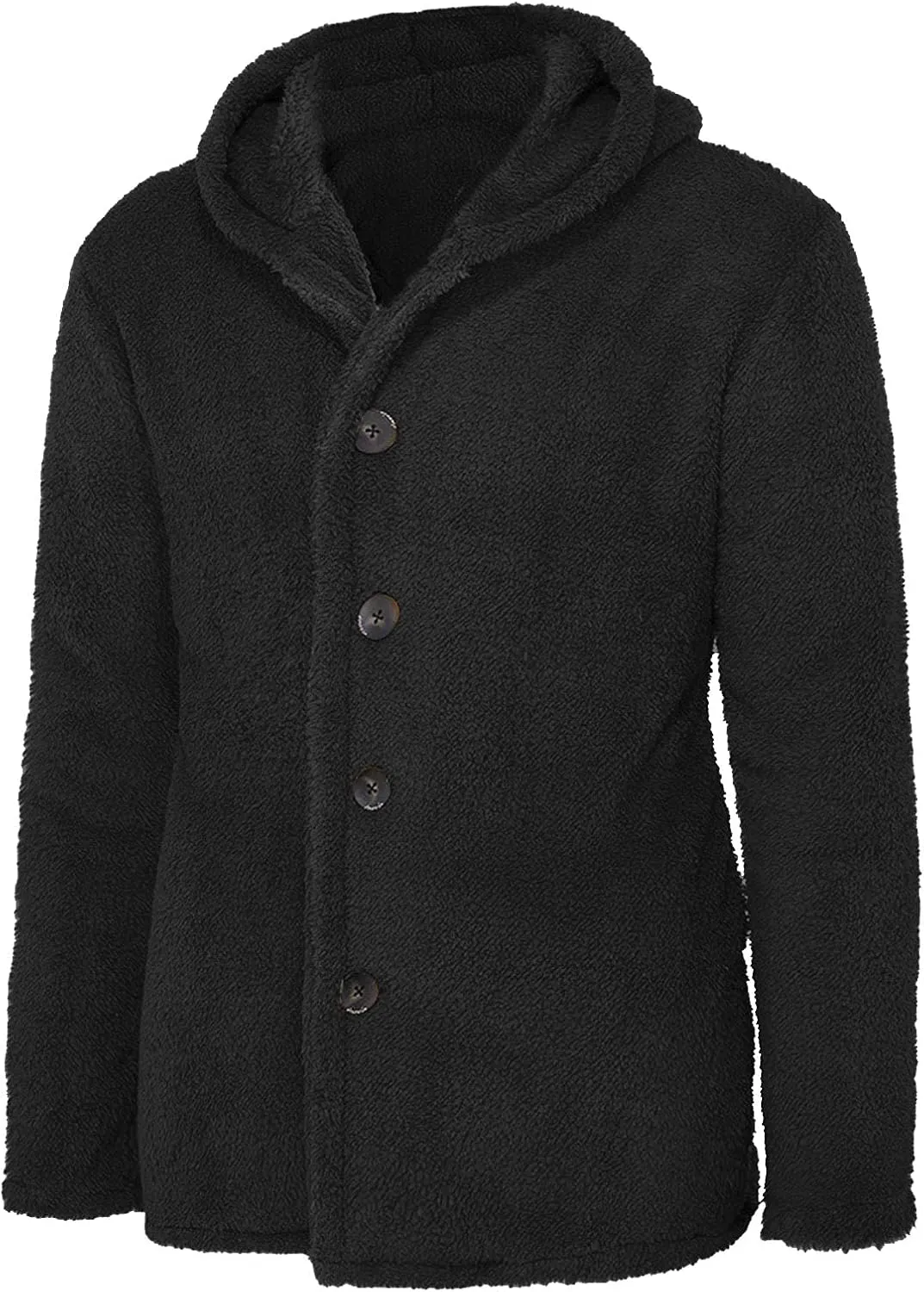 Mens Fluffy Fuzzy Jacket,Plush Fleece Casual Winter Fall Button Up Cardigan Coat Soft Sherpa Outerwear