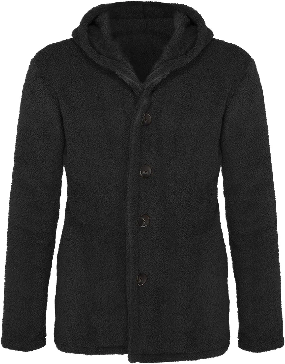 Mens Fluffy Fuzzy Jacket,Plush Fleece Casual Winter Fall Button Up Cardigan Coat Soft Sherpa Outerwear