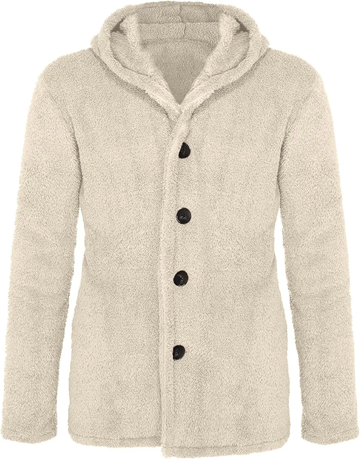Mens Fluffy Fuzzy Jacket,Plush Fleece Casual Winter Fall Button Up Cardigan Coat Soft Sherpa Outerwear