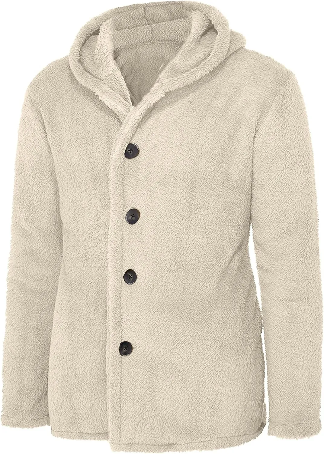 Mens Fluffy Fuzzy Jacket,Plush Fleece Casual Winter Fall Button Up Cardigan Coat Soft Sherpa Outerwear
