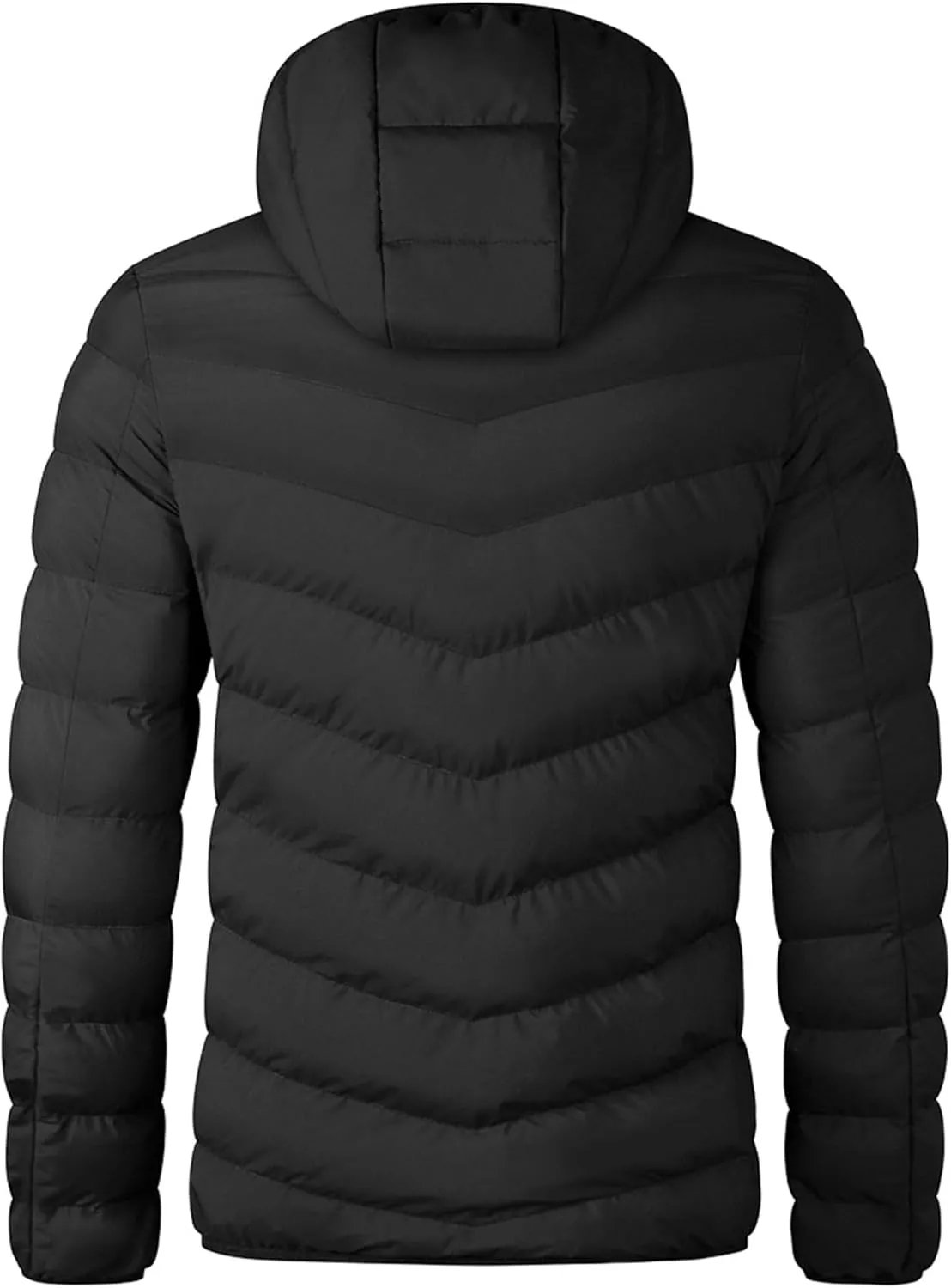 Men's Hooded Puffer Jacket Multi-Pockets Thicken Insulated Windproof Winter Coat Warm Cotton Padded Down Jacket