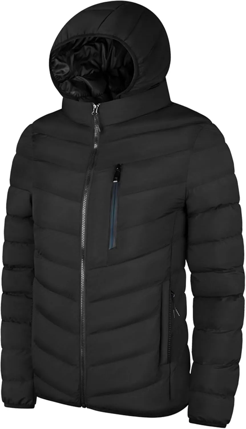 Men's Hooded Puffer Jacket Multi-Pockets Thicken Insulated Windproof Winter Coat Warm Cotton Padded Down Jacket
